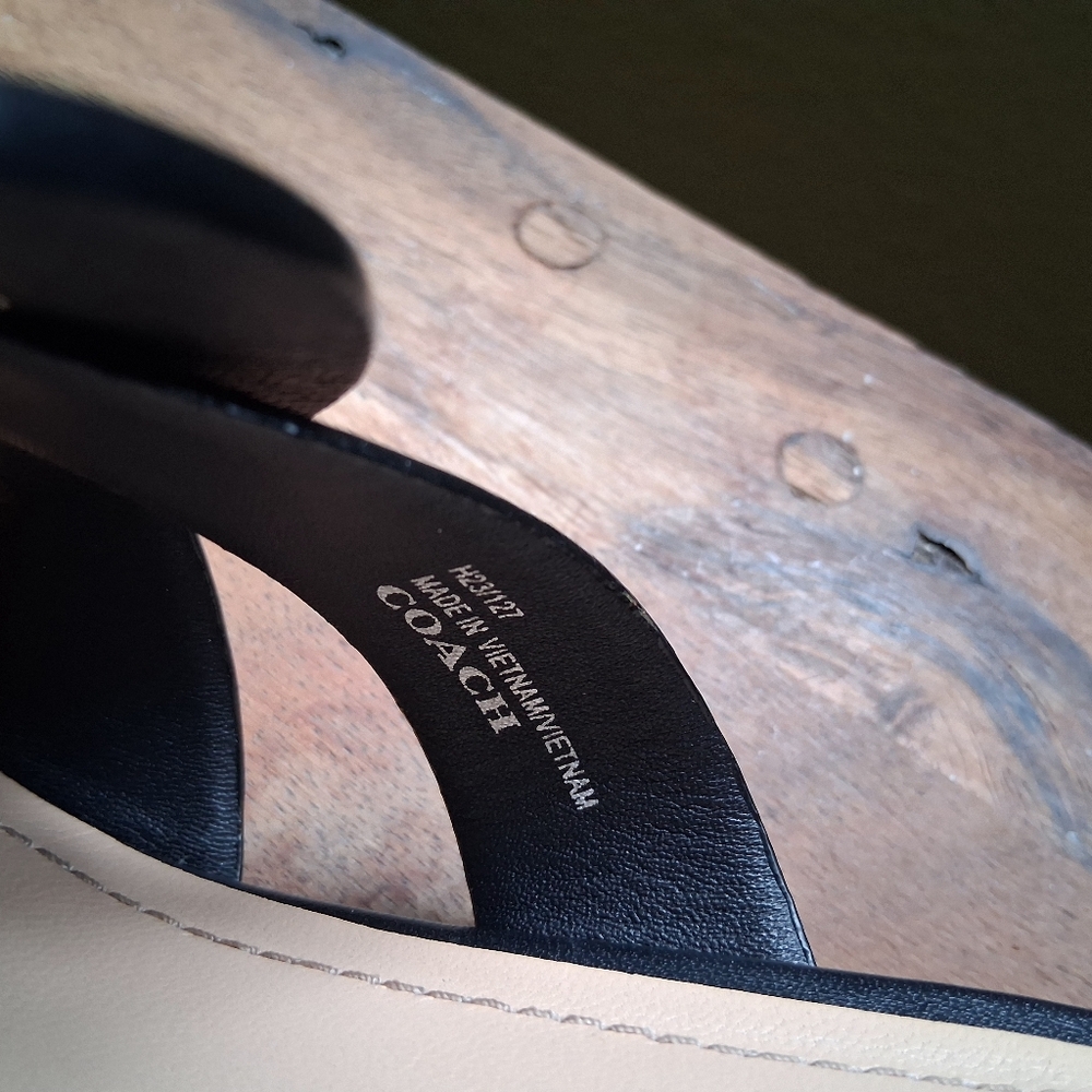 Coach Tillie Black Leather Slip On Strappy Sandals - Picture 6 of 9